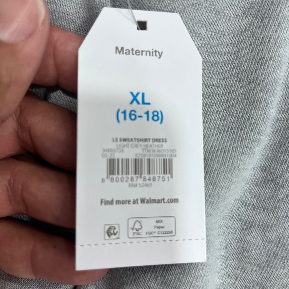 Grey Maternity Sweatshirt Dress Womens XL Minimalist Fall Casual Athleisure NEW - Picture 4 of 9